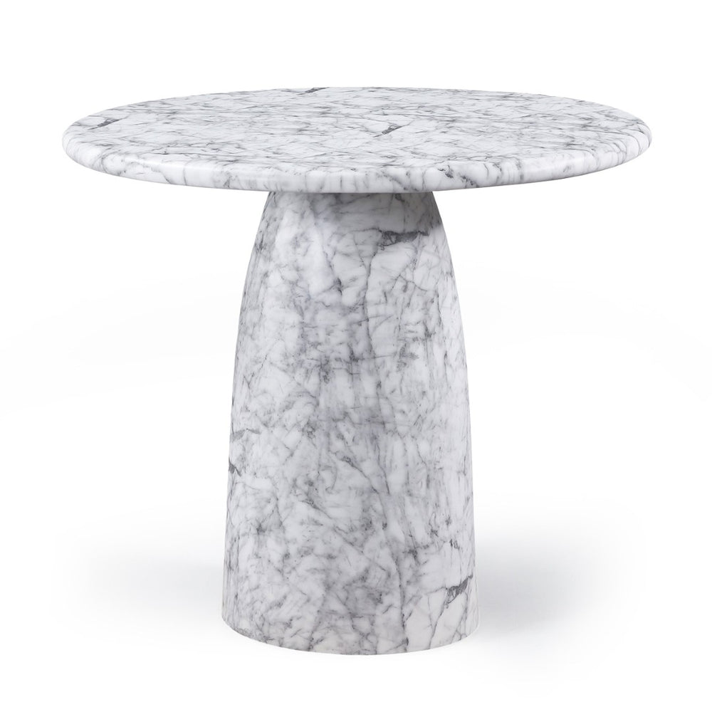 Meridian Furniture Cosenza Concrete Pedestal Bar Table Art Deco Sculptural Base for Indoor Outdoor Dining White 42 inches 771White-T42