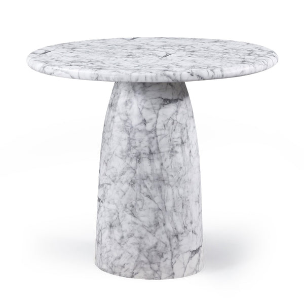 Meridian Furniture Cosenza Concrete Pedestal Bar Table Art Deco Sculptural Base for Indoor Outdoor Dining White 42 inches 771White-T42
