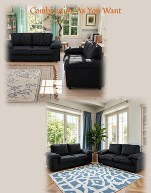 English Elm Fx-P20M-2S-Pubk Modern Black Faux Leather 2-Seater Sofa With Hidden Storage - Ideal For Small Spaces W576S00226