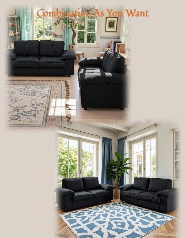 English Elm Fx-P20M-2S-Pubk Modern Black Faux Leather 2-Seater Sofa With Hidden Storage - Ideal For Small Spaces W576S00226