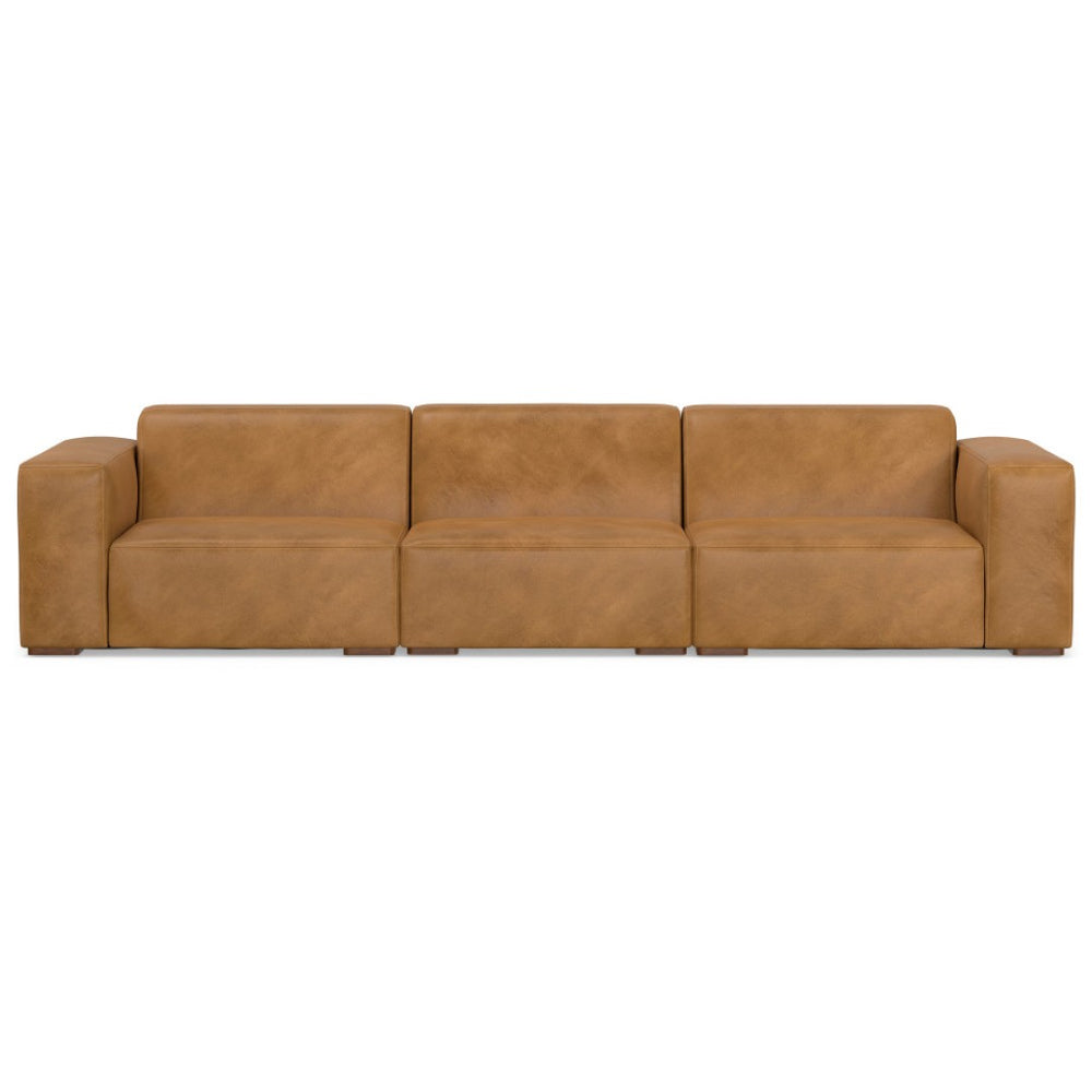 English Elm Rex Handcrafted 3-Seater Sofa In Sienna Aniline Leather - Modern Comfort With Timeless Style! B136P199215-GIGA