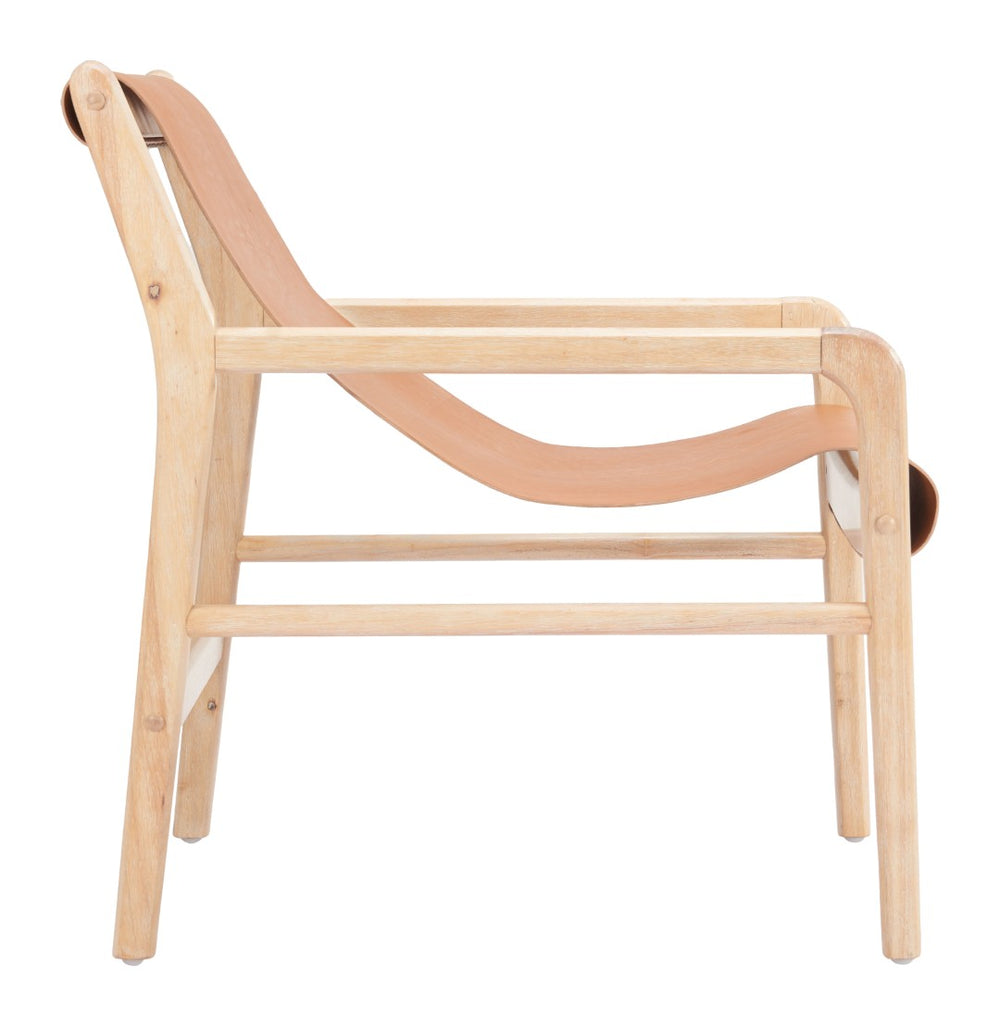 Doek Accent Chair Tan - Modern Leather Comfort with Rubberwood Frame for Stylish Hospitality Spaces