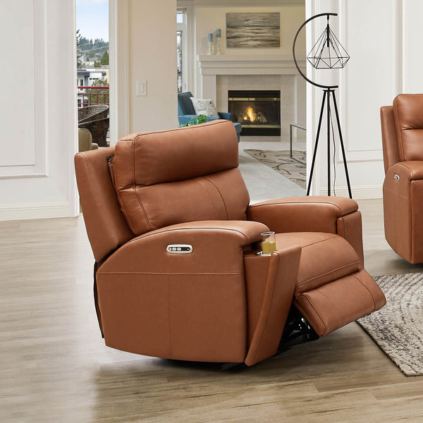 English Elm Venice Premium Power Headrest Zero Gravity Recliner Brown Leather, Memory Foam, Pocket Coil Comfort B2705P338106