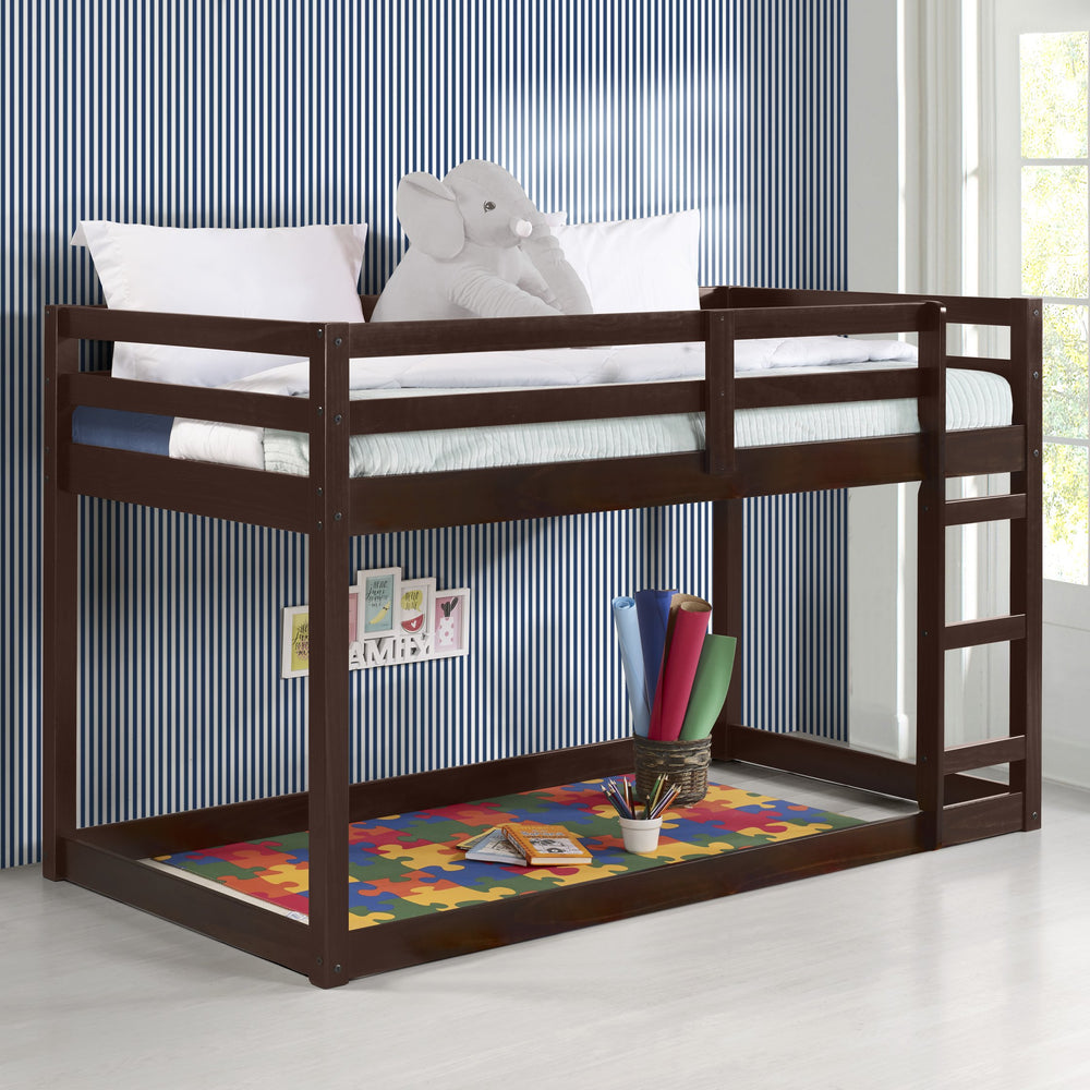 English Elm Espresso Twin Loft Bed Ladder Included — Space-Saving Wood Frame, Guardrail Safety, Durable Comfort B062P181274