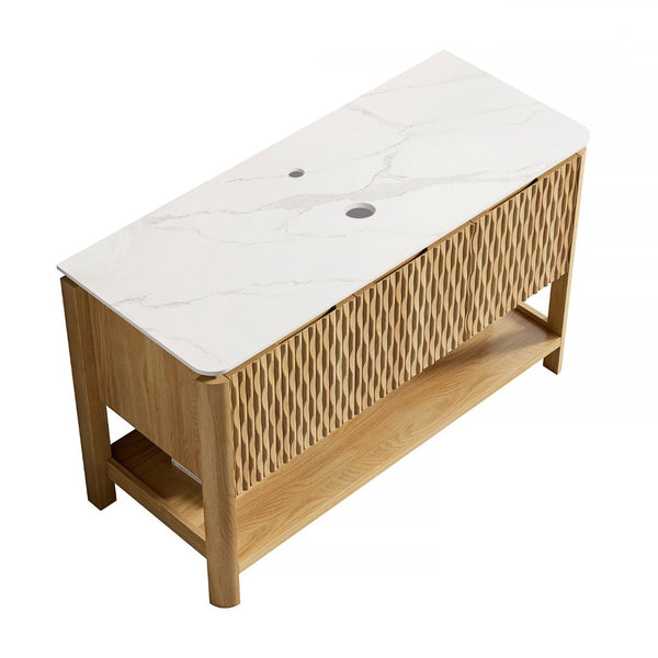 English Elm Nyah Carrara Sintered Stone Vanity Countertop with Undermount Ceramic Basin 48 Inch W2615P346331