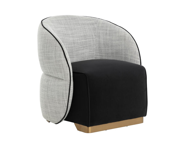 Sunpan Fatina Lounge Chair - Chic Vera White Pepper & Luxurious Abbington Black For Stylish Living Spaces Black Fabric 111363