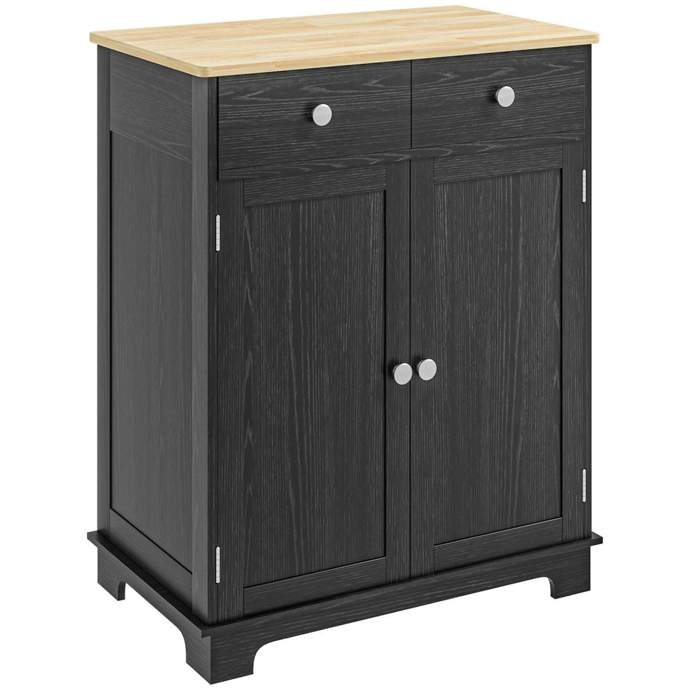 English Elm Homcom Rustic Brown Sideboard Rubberwood Top Buffet with Drawers Adjustable Shelf W2225P229274