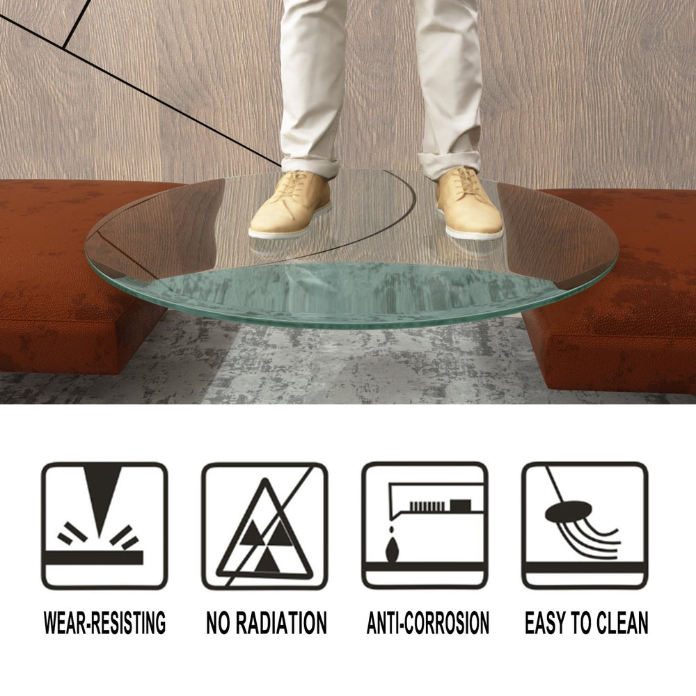 English Elm 36" Round Tempered Glass Table Top - Elegant, Durable, Beveled Edge For Home & Office Use, 2/5" Thick W241P248443
