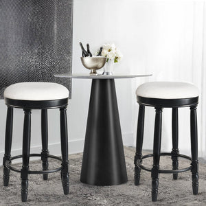English Elm AGODY 26" Counter Height Swivel Bar Stools Set of 2 with Upholstered Seats and Sturdy Rubberwood Frame Black W2170P208076