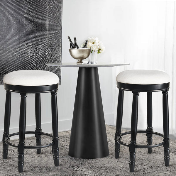 English Elm AGODY 26" Counter Height Swivel Bar Stools Set of 2 with Upholstered Seats and Sturdy Rubberwood Frame Black W2170P208076