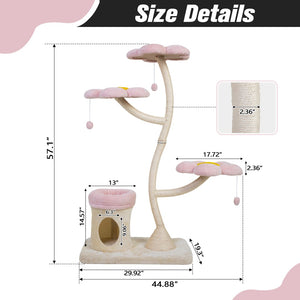 English Elm Flower-shaped Cat Tower Sisal Scratching Perches Condo Plush Bed Modern Indoor W2181P362388