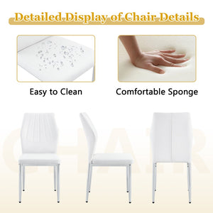 English Elm Table and Chair Set Oval Tempered Glass Top 9 Piece Modern Dining with Pu Seats Silver,Transparent,White W1151S04745