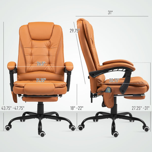 English Elm Vibrating Massage Reclining Chair with 7 Motors Pu Leather Footrest Executive Seat T3971P410387