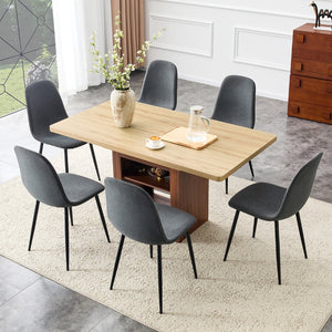English Elm Expandable Dining Set with Pu Leather Chairs Modern Mdf Table Seats up to Eight Black,Dark Gray,Walnut,Wood W1151S04673
