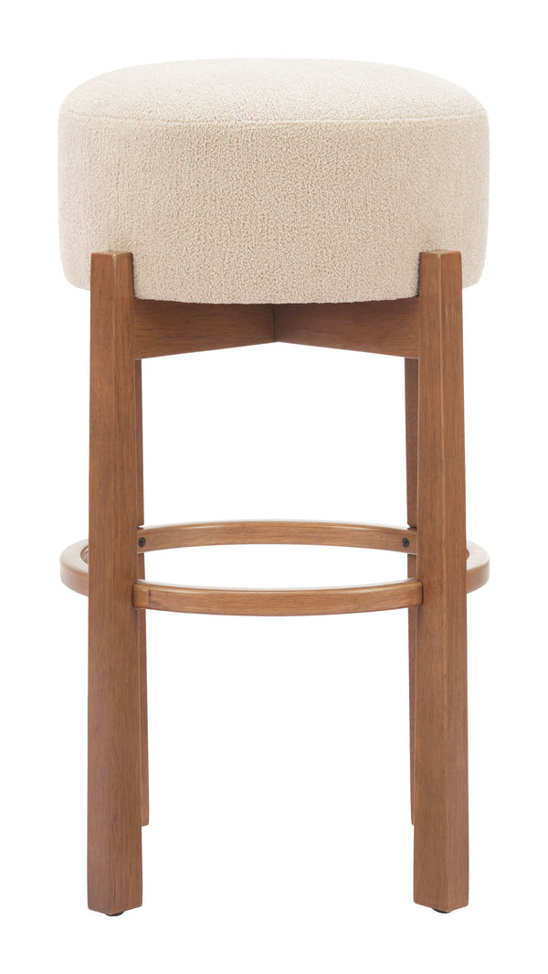 Zuo Modern Nade Counter Stool Set Of 2 - Elegant Beige & Walnut, Durable Rubberwood, Perfect For Bars & Counters Beige 100% Polyester,Rubberwood 110661-zuo-modern