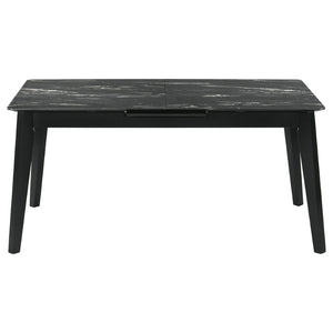 English Elm Spivey Mid-century Faux Marble Extendable Dining Set with Wishbone Chairs Seats Four B062S01471