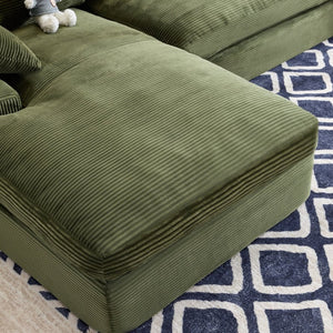 English Elm White Corduroy Compact Sofa Soft Upholstered Seating for Casual Scandinavian Living Rooms W3612S00014