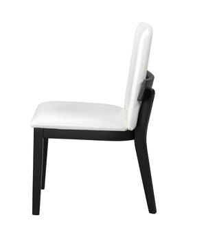 English Elm Modern Ergonomic PU Leather Dining Chair Set of 2 with High-Density Foam, Lumbar Support, Sleek Wood Frame and Compact Profile for Dining or Home Office Comfort White+Black N842P299016B