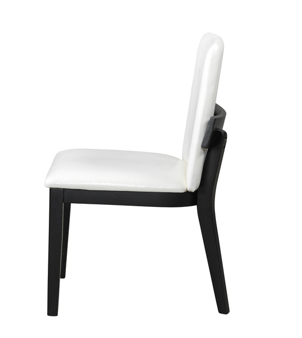 English Elm Modern Ergonomic PU Leather Dining Chair Set of 2 with High-Density Foam, Lumbar Support, Sleek Wood Frame and Compact Profile for Dining or Home Office Comfort White+Black N842P299016B