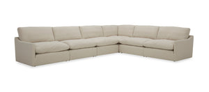 VIG Furniture Fedora White Fabric Sectional Sofa With Ottoman — Modular 8-Seat, Washable Covers, Feather-Down Comfort VGKKKF2637-B1223