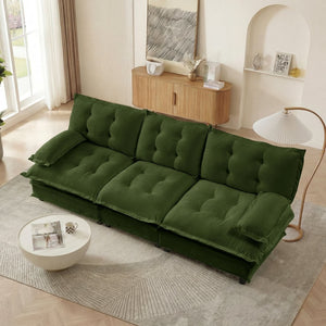 English Elm 107" Modular Cloud Sectional Sofa Deep Seat Chenille Upholstered Living Room Couch Green W714S01728