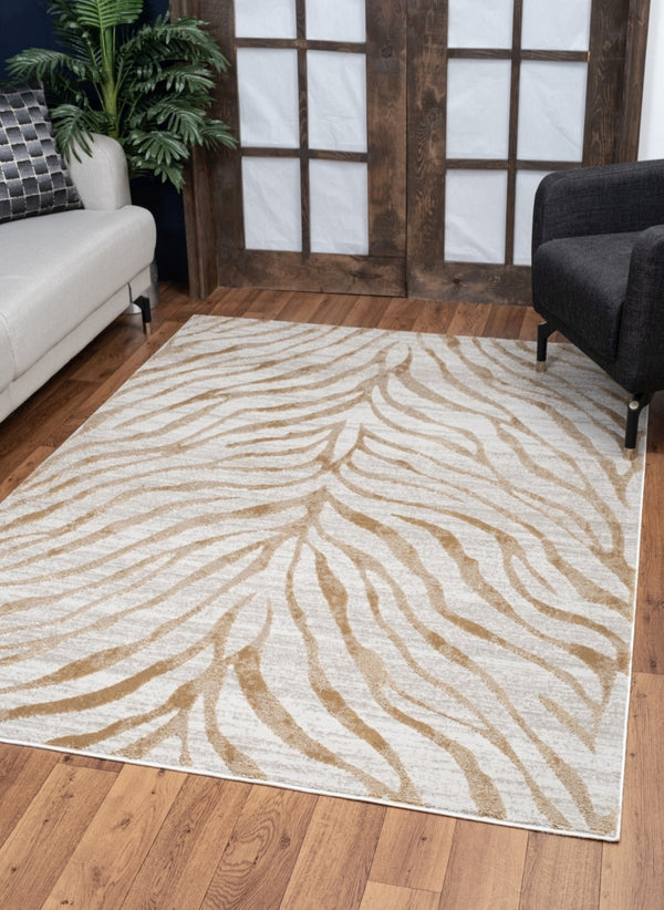 English Elm Elegance Gold Area Rug 7'10" X 10'3" - Soft, Stain-Resistant, Kid & Pet-Friendly Design For Home Decor B186P181048