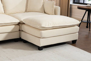 English Elm Modern Chenille Sectional Sofa Modular Sleeper with Ottoman Chaise and Waist Pillows W2530S00020