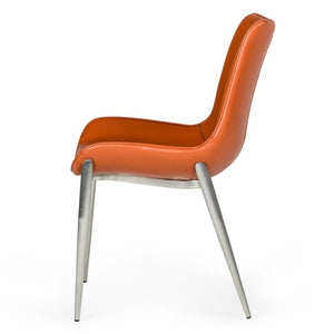 VIG Furniture Holt Cognac Eco‑Leather Dining Chairs (Set Of 2) — Foam Cushioned, Brushed Stainless Legs, 300 Lb Capacity VGHR3562