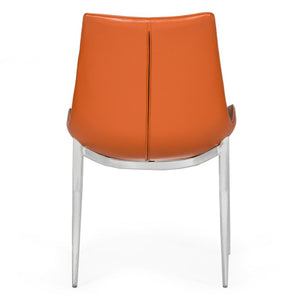 VIG Furniture Holt Cognac Eco‑Leather Dining Chairs (Set Of 2) — Foam Cushioned, Brushed Stainless Legs, 300 Lb Capacity VGHR3562