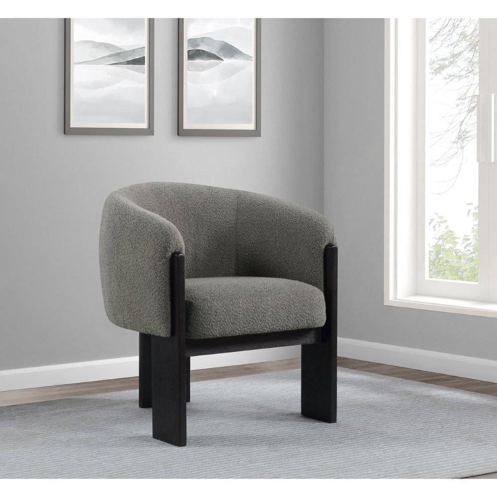 English Elm Maciel Boucle Barrel Accent Chair with Matte Black Legs for Modern Living Spaces B062P451836