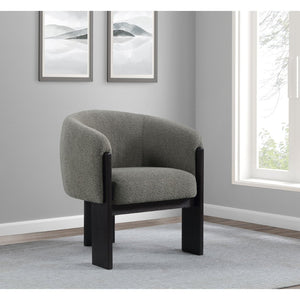 English Elm Maciel Boucle Barrel Accent Chair with Matte Black Legs for Modern Living Spaces B062P451836