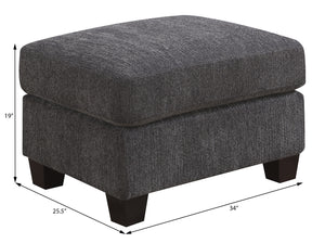 English Elm Wallace & Bay - Gray Ottoman Transitional Charcoal Accent Bench with Engineered Wood, Easy-Care 35"L x 26"W x 15"H B2709P212563