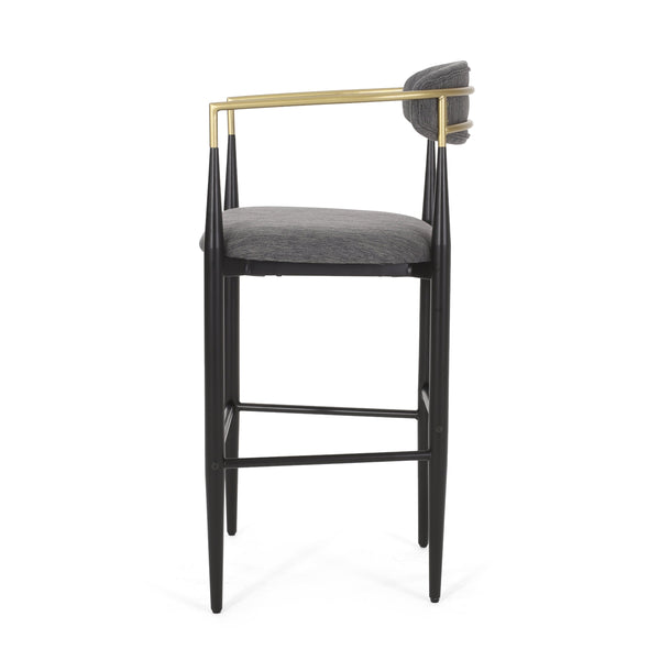 English Elm Christopher Knight Home® - Barstools Set Of 2 - Stylish Gray Upholstered Bar Stools With Backrest & Iron Legs For Versatile Spaces N779P248198G