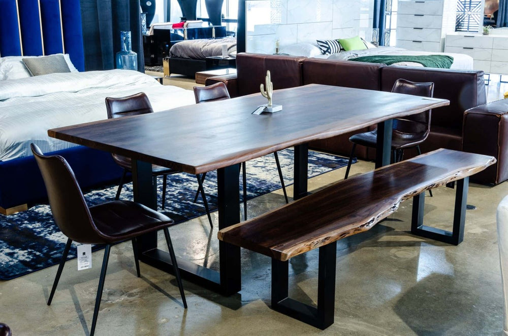 VIG Furniture Taylor Rustic Live Edge 87" Acacia Dining Table With Black U-Legs — Seats 8, Eco Crafted Elegance VGEDPRO222003-LG