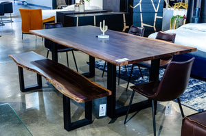 VIG Furniture Taylor Rustic Live Edge 87" Acacia Dining Table With Black U-Legs — Seats 8, Eco Crafted Elegance VGEDPRO222003-LG