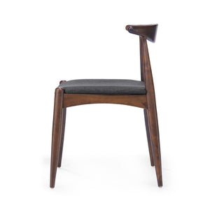 English Elm [video] 5-piece Mid-century Rubberwood Dining Set with Upholstered Chairs for Family Meals Charcoal,Walnut N759S002011F