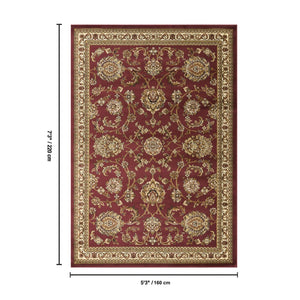 English Elm Classic Red Traditional Area Rug Low Pile Living Room Dining Entryway Accent B186P452282