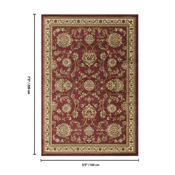 English Elm Classic Red Traditional Area Rug Low Pile Living Room Dining Entryway Accent B186P452282