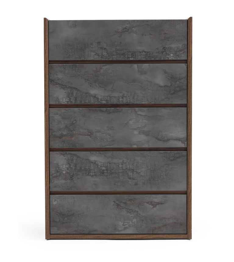 VIG Furniture Rado Modern Walnut Chest With Stucco Drawer Faces, Soft-Close Drawers, Concealed Handles, Italian Craftsmanship VGACRADO-CHEST