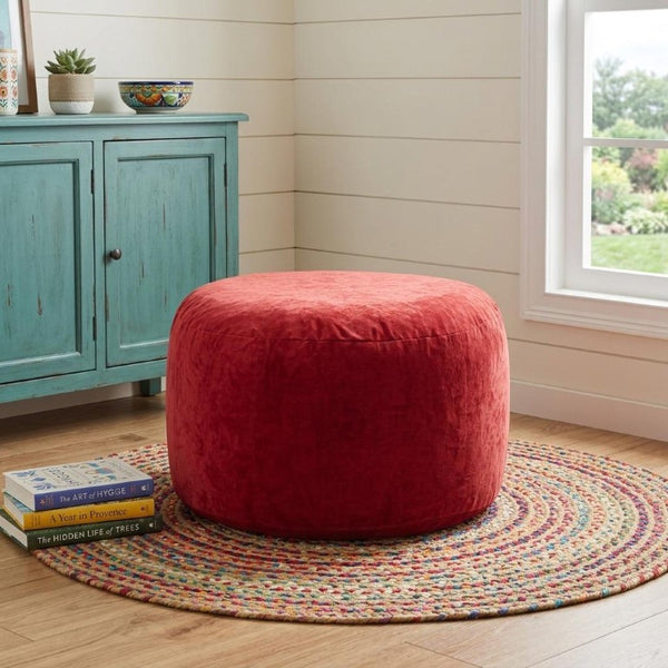46 Inch Oversized Upholstered Bean Bag Chair Cozy Lounge Seat for Living Room or Playroom