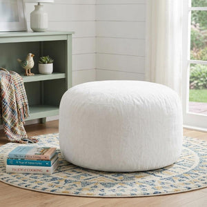 46 Inch Oversized Upholstered Bean Bag Chair Cozy Lounge Seat for Living Room or Playroom