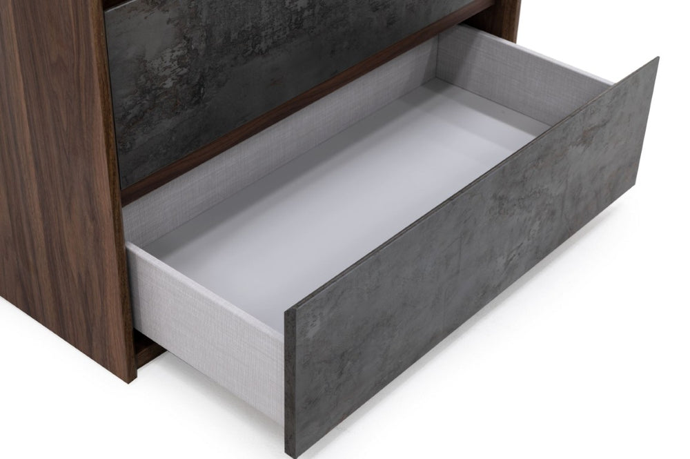 VIG Furniture Rado Modern Walnut Chest With Stucco Drawer Faces, Soft-Close Drawers, Concealed Handles, Italian Craftsmanship VGACRADO-CHEST