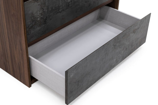 VIG Furniture Rado Modern Walnut Chest With Stucco Drawer Faces, Soft-Close Drawers, Concealed Handles, Italian Craftsmanship VGACRADO-CHEST