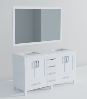 English Elm White Double Bath Vanity 60 in W x 22 in D with Cultured Marble Top, Soft-Close Drawers & 58" Mirror B2731S00788