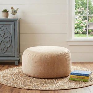 62 Inch Camel Upholstered Bean Bag Lounge Seating for Playrooms and Living Spaces