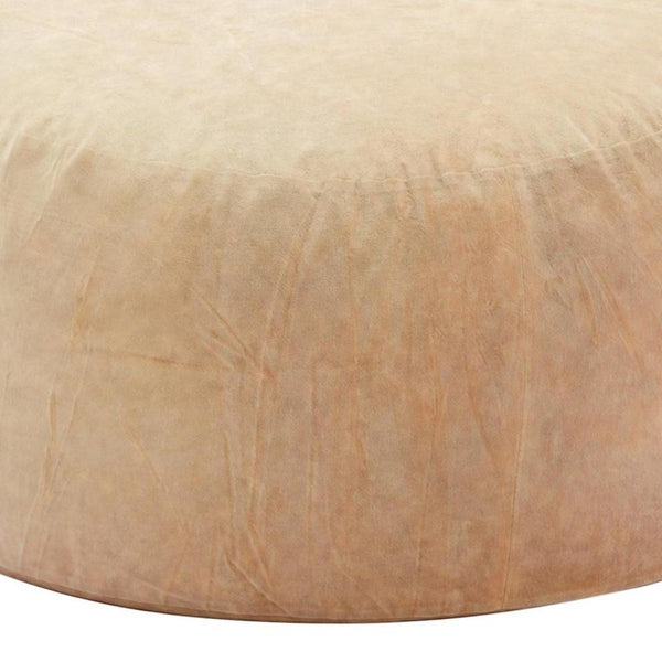 62 Inch Camel Upholstered Bean Bag Lounge Seating for Playrooms and Living Spaces