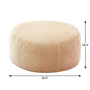 62 Inch Camel Upholstered Bean Bag Lounge Seating for Playrooms and Living Spaces