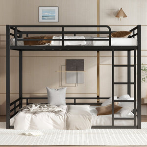 English Elm Metal Full Xl Bunk Bed Frame - Heavy-Duty, Noise-Reduced Design For Kids, Teens & Adults, Black Finish W1580S00159