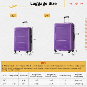 English Elm 2 Piece Abs Hard Shell Spinner Luggage Set with Tsa Lock Expandable Travel Suitcases Purple N732P198744I