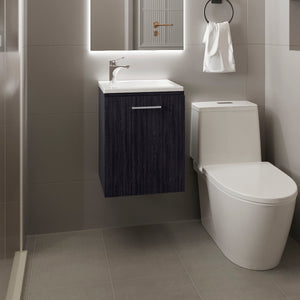 English Elm Saju 15.7" Floating One-Door Vanity Cabinet with Resin Sink, Black Wenge, Slim Modern Storage B200P335375